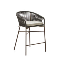 Load image into Gallery viewer, Yanet stool made from green cord and galvanised steel, height 65 cm