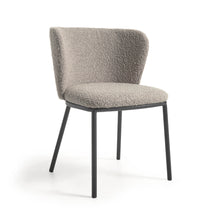 Load image into Gallery viewer, Ciselia chair with light grey bouclé and black metal FR
