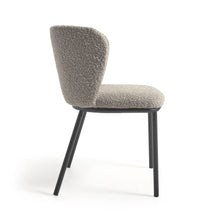 Load image into Gallery viewer, Ciselia chair with light grey bouclé and black metal FR - image 2