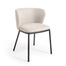 Load image into Gallery viewer, Ciselia chair in beige chenille and steel legs with black finish FSC Mix Credit