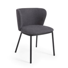 Load image into Gallery viewer, Ciselia chair in dark grey chenille and steel legs with black finish FSC Mix Credit