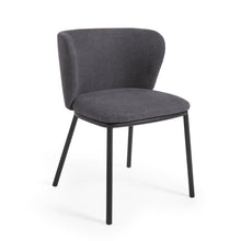 Load image into Gallery viewer, Ciselia chair in dark grey chenille and steel legs with black finish FSC Mix Credit - image 2