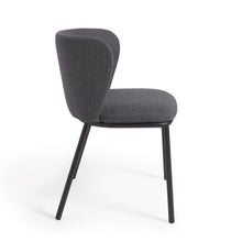 Load image into Gallery viewer, Ciselia chair in dark grey chenille and steel legs with black finish FSC Mix Credit - image 4