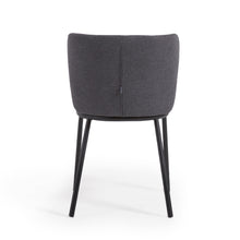 Load image into Gallery viewer, Ciselia chair in dark grey chenille and steel legs with black finish FSC Mix Credit - image 9