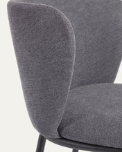 Load image into Gallery viewer, Ciselia chair in dark grey chenille and steel legs with black finish FSC Mix Credit - image 13