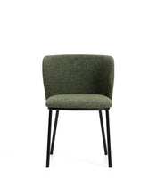 Load image into Gallery viewer, Ciselia dark green thick chenille chair with black finish steel legs FSC Mix Credit - image 4