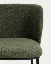 Load image into Gallery viewer, Ciselia dark green thick chenille chair with black finish steel legs FSC Mix Credit - image 7