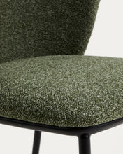 Load image into Gallery viewer, Ciselia dark green thick chenille chair with black finish steel legs FSC Mix Credit - image 8