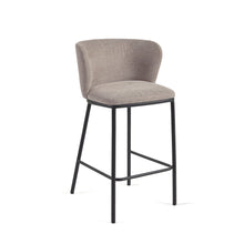 Load image into Gallery viewer, Ciselia stool in brown chenille with steel legs in black, 65 cm height FSC Mix Credit