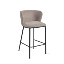 Load image into Gallery viewer, Ciselia stool in brown chenille with steel legs in black, 65 cm height FSC Mix Credit - image 2