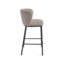 Load image into Gallery viewer, Ciselia stool in brown chenille with steel legs in black, 65 cm height FSC Mix Credit - image 3