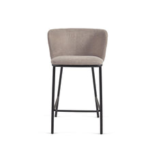 Load image into Gallery viewer, Ciselia stool in brown chenille with steel legs in black, 65 cm height FSC Mix Credit - image 7