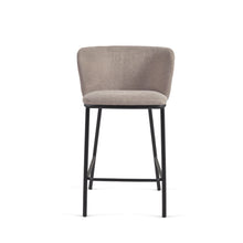 Load image into Gallery viewer, Ciselia stool in brown chenille with steel legs in black, 65 cm height FSC Mix Credit - image 8