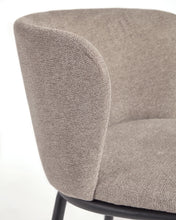 Load image into Gallery viewer, Ciselia stool in brown chenille with steel legs in black, 65 cm height FSC Mix Credit - image 12