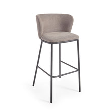 Load image into Gallery viewer, Ciselia stool in light brown chenille and black steel legs 75 cm FSC Mix Credit