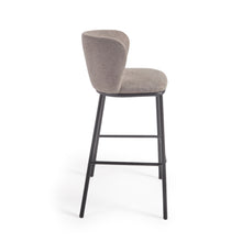 Load image into Gallery viewer, Ciselia stool in light brown chenille and black steel legs 75 cm FSC Mix Credit - image 3