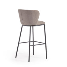 Load image into Gallery viewer, Ciselia stool in light brown chenille and black steel legs 75 cm FSC Mix Credit - image 5