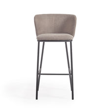 Load image into Gallery viewer, Ciselia stool in light brown chenille and black steel legs 75 cm FSC Mix Credit - image 8