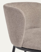 Load image into Gallery viewer, Ciselia stool in light brown chenille and black steel legs 75 cm FSC Mix Credit - image 12