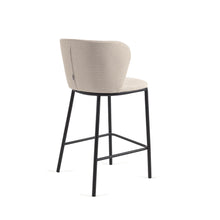 Load image into Gallery viewer, Ciselia stool in beige chenille with steel legs in black 65 cm height FSC Mix Credit - image 5