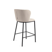 Load image into Gallery viewer, Ciselia stool in beige chenille with steel legs in black 65 cm height FSC Mix Credit - image 6