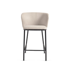 Load image into Gallery viewer, Ciselia stool in beige chenille with steel legs in black 65 cm height FSC Mix Credit - image 8