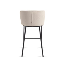 Load image into Gallery viewer, Ciselia stool in beige chenille with steel legs in black 65 cm height FSC Mix Credit - image 9