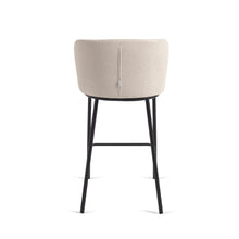 Load image into Gallery viewer, Ciselia stool in beige chenille with steel legs in black 65 cm height FSC Mix Credit - image 10