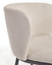 Load image into Gallery viewer, Ciselia stool in beige chenille with steel legs in black 65 cm height FSC Mix Credit - image 12