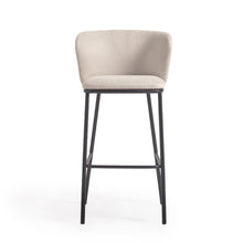 Load image into Gallery viewer, Ciselia stool in beige chenille and black steel legs height 75 cm FSC Mix Credit - image 7