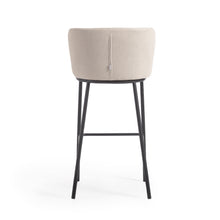Load image into Gallery viewer, Ciselia stool in beige chenille and black steel legs height 75 cm FSC Mix Credit - image 10