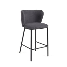 Load image into Gallery viewer, Ciselia stool in dark grey chenille with steel legs in black 65 cm height FSC Mix Credit