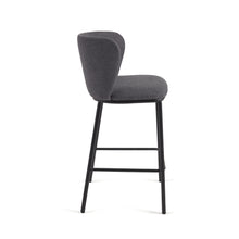 Load image into Gallery viewer, Ciselia stool in dark grey chenille with steel legs in black 65 cm height FSC Mix Credit - image 4