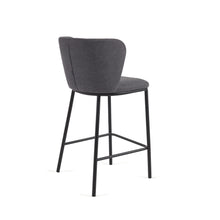 Load image into Gallery viewer, Ciselia stool in dark grey chenille with steel legs in black 65 cm height FSC Mix Credit - image 5
