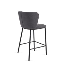 Load image into Gallery viewer, Ciselia stool in dark grey chenille with steel legs in black 65 cm height FSC Mix Credit - image 6