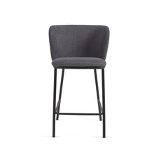 Load image into Gallery viewer, Ciselia stool in dark grey chenille with steel legs in black 65 cm height FSC Mix Credit - image 7