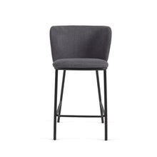 Load image into Gallery viewer, Ciselia stool in dark grey chenille with steel legs in black 65 cm height FSC Mix Credit - image 8