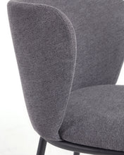 Load image into Gallery viewer, Ciselia stool in dark grey chenille with steel legs in black 65 cm height FSC Mix Credit - image 13