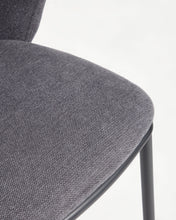 Load image into Gallery viewer, Ciselia stool in dark grey chenille with steel legs in black 65 cm height FSC Mix Credit - image 14