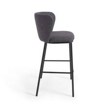 Load image into Gallery viewer, Ciselia stool in dark grey chenille and black steel legs 75 cm FSC Mix Credit - image 3