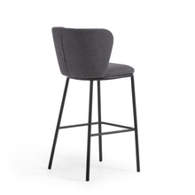 Load image into Gallery viewer, Ciselia stool in dark grey chenille and black steel legs 75 cm FSC Mix Credit - image 6