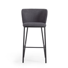 Load image into Gallery viewer, Ciselia stool in dark grey chenille and black steel legs 75 cm FSC Mix Credit - image 7