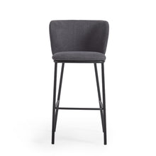 Load image into Gallery viewer, Ciselia stool in dark grey chenille and black steel legs 75 cm FSC Mix Credit - image 8