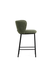 Load image into Gallery viewer, Ciselia dark green thick chenille stool with black finish steel legs FSC Mix Credit 65cm - image 2