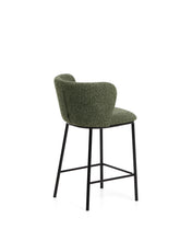 Load image into Gallery viewer, Ciselia dark green thick chenille stool with black finish steel legs FSC Mix Credit 65cm - image 3