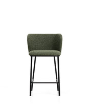 Load image into Gallery viewer, Ciselia dark green thick chenille stool with black finish steel legs FSC Mix Credit 65cm - image 4