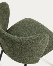Load image into Gallery viewer, Ciselia dark green thick chenille stool with black finish steel legs FSC Mix Credit 65cm - image 9
