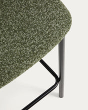 Load image into Gallery viewer, Ciselia dark green thick chenille stool with black finish steel legs FSC Mix Credit 65cm - image 10