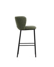Load image into Gallery viewer, Ciselia dark green thick chenille stool with black finish steel legs FSC Mix Credit 75cm - image 2