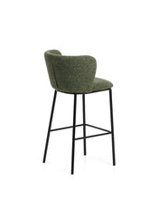 Load image into Gallery viewer, Ciselia dark green thick chenille stool with black finish steel legs FSC Mix Credit 75cm - image 3